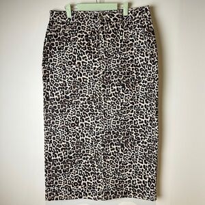 Liz Claibourne Leopard Print Denim Women's Midi Skirt Size 14